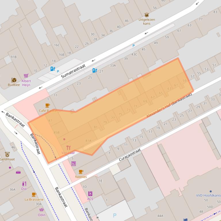 Kaart van postcodegebied 2585EH.