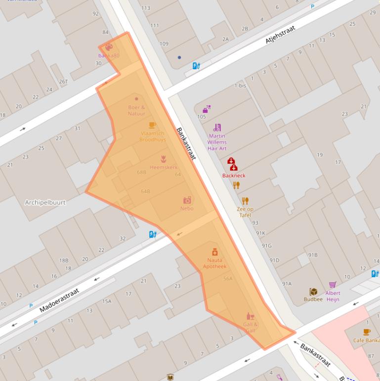 Kaart van postcodegebied 2585EP.