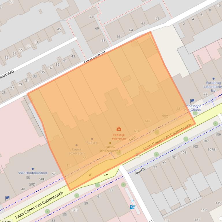 Kaart van postcodegebied 2585GC.