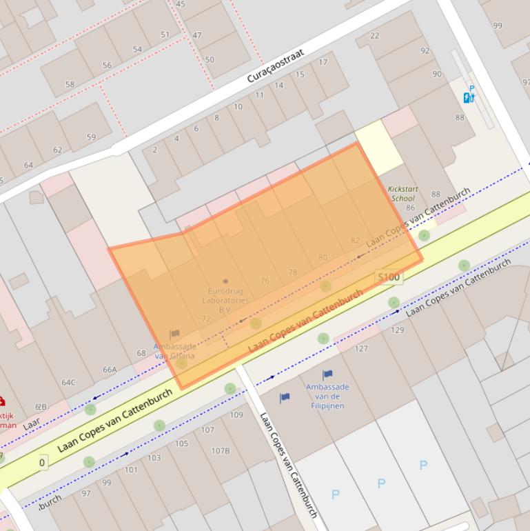 Kaart van postcodegebied 2585GD.