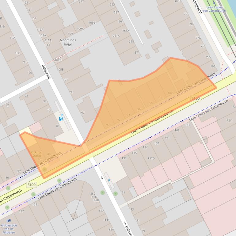 Kaart van postcodegebied 2585GE.