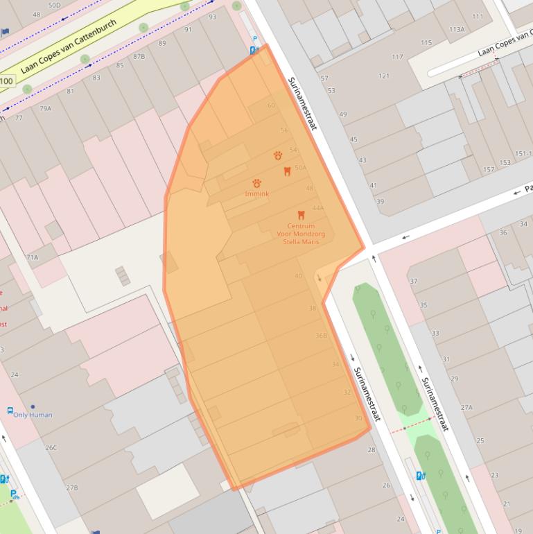 Kaart van postcodegebied 2585GK.