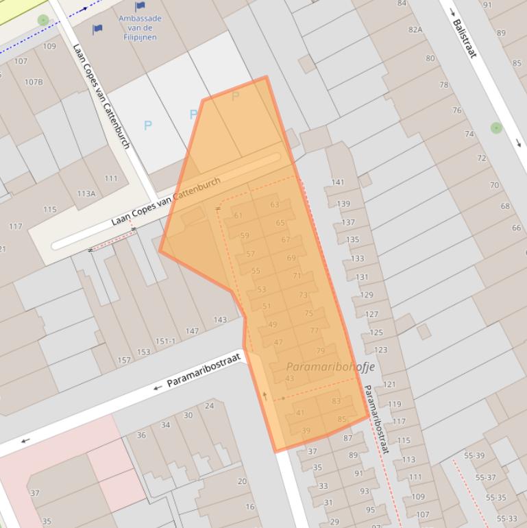 Kaart van postcodegebied 2585GM.