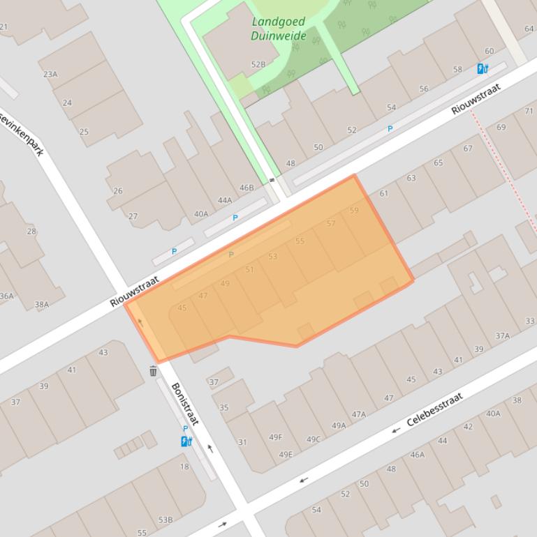 Kaart van postcodegebied 2585GT.