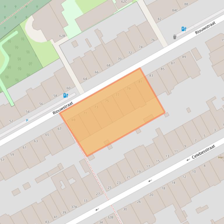 Kaart van postcodegebied 2585GW.