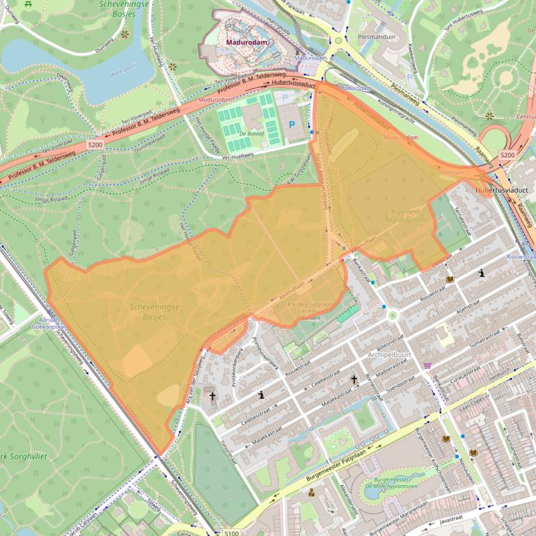 Kaart van postcodegebied 2585JB.