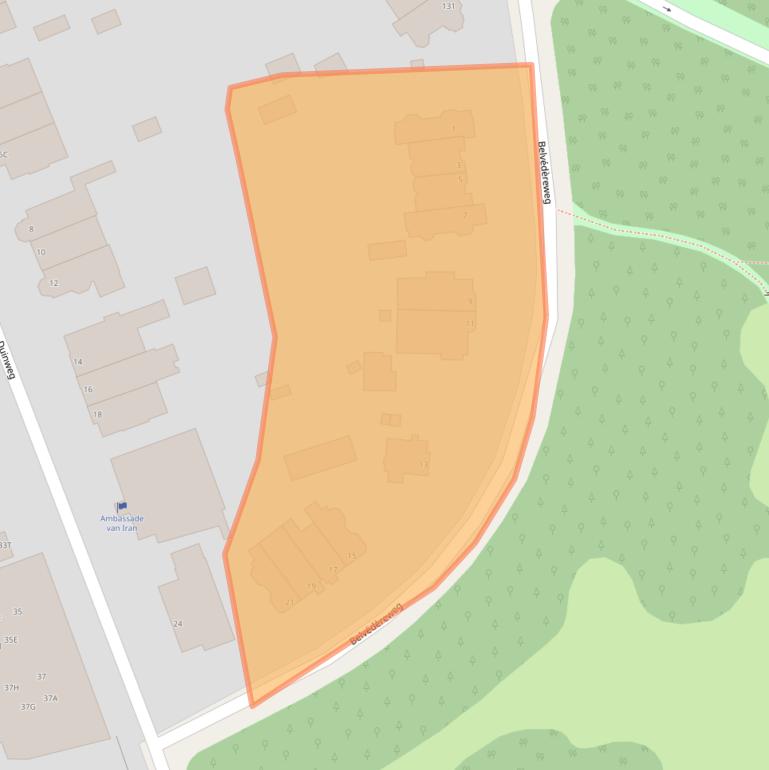 Kaart van postcodegebied 2585JE.