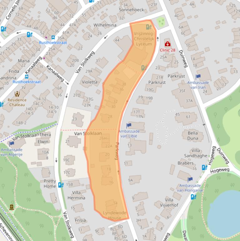 Kaart van postcodegebied 2585JK.