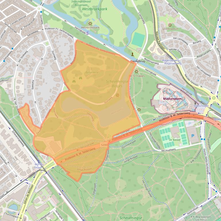 Kaart van postcodegebied 2585JL.