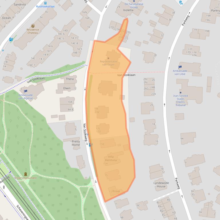 Kaart van postcodegebied 2585JM.