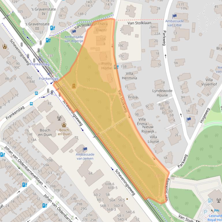 Kaart van postcodegebied 2585JP.