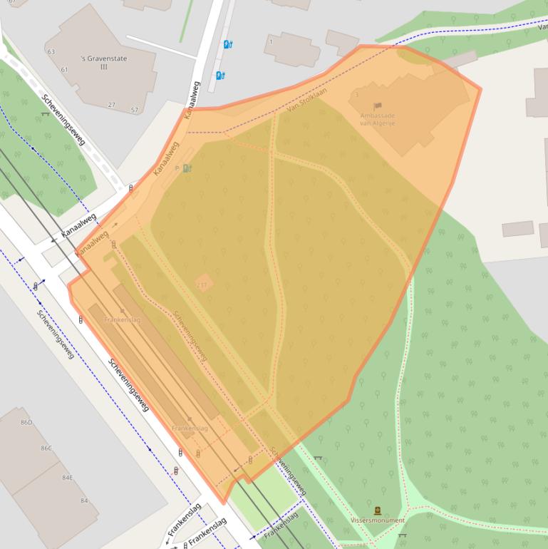 Kaart van postcodegebied 2585JS.