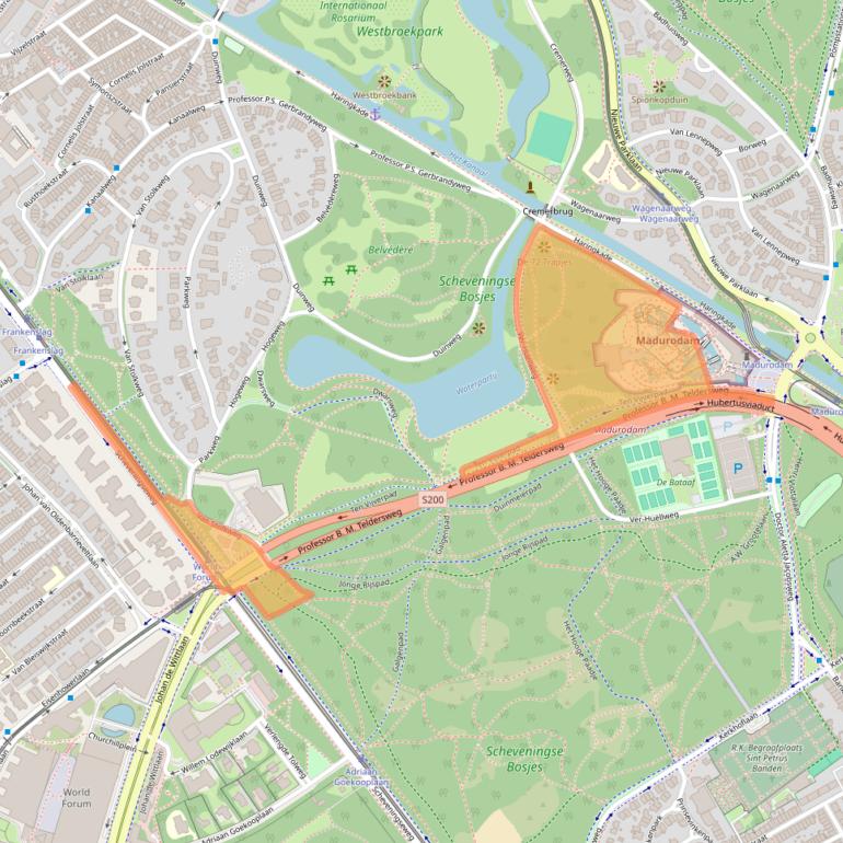 Kaart van postcodegebied 2585JZ.