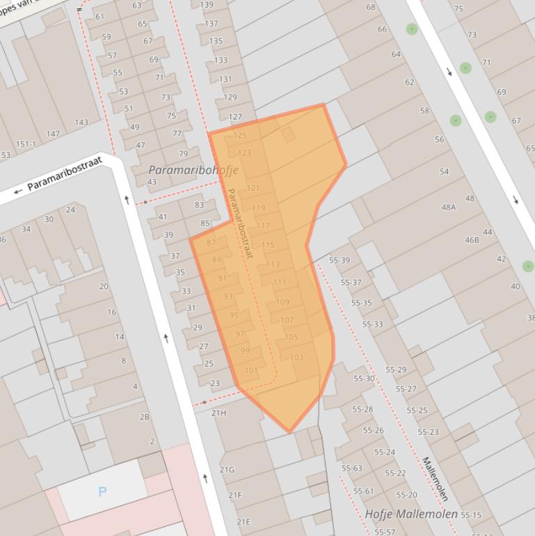 Kaart van postcodegebied 2585KA.