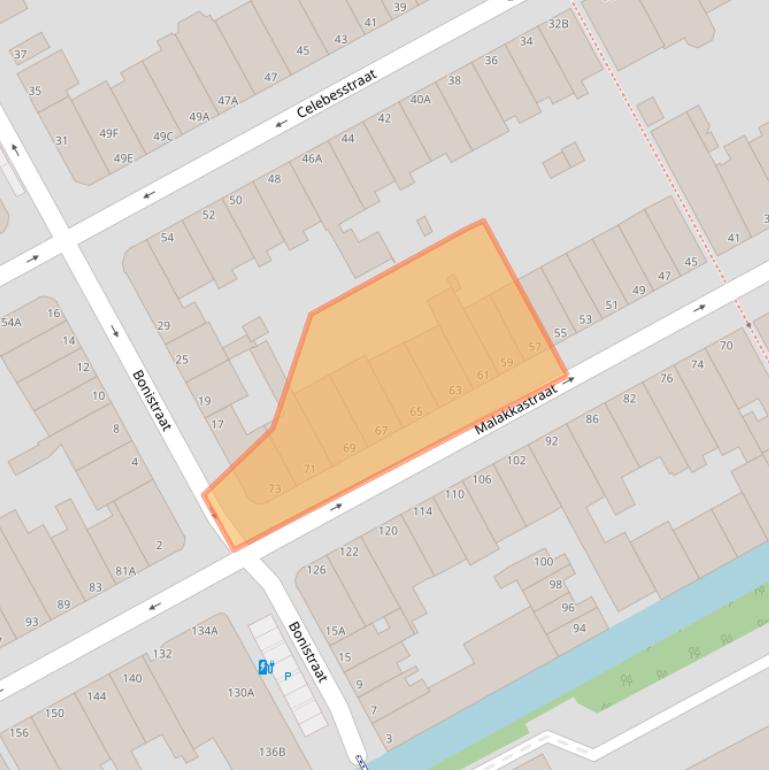 Kaart van postcodegebied 2585SJ.