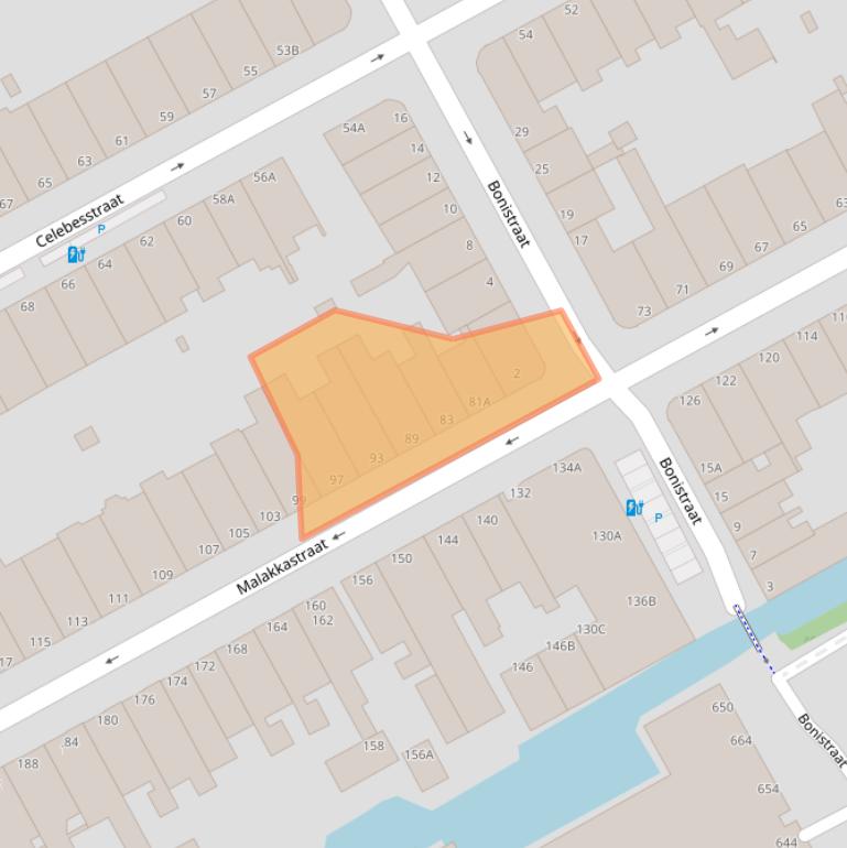 Kaart van postcodegebied 2585SK.