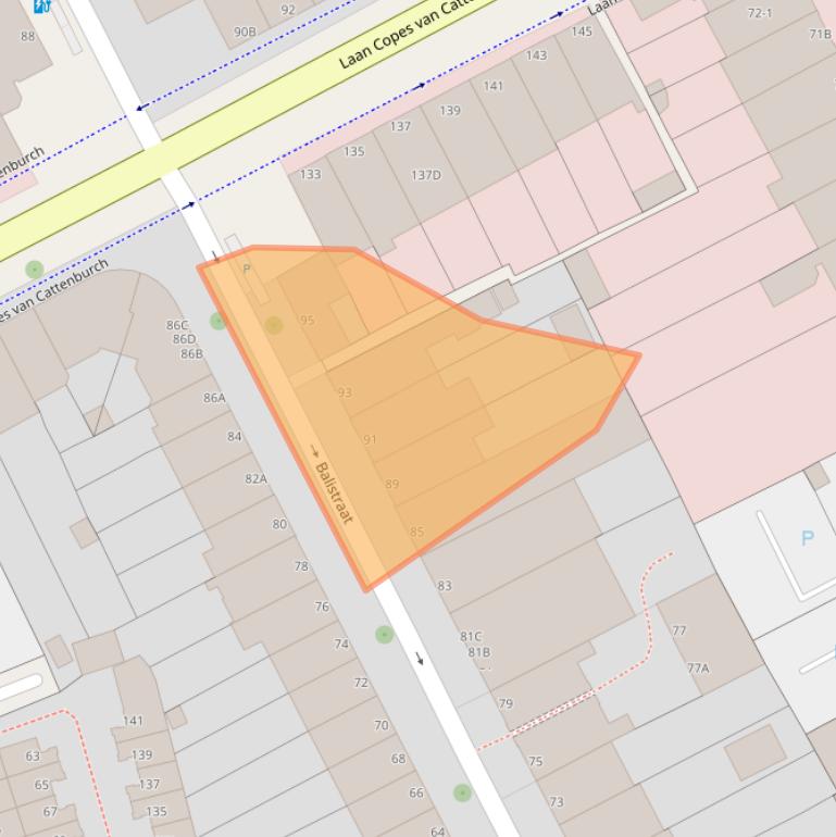 Kaart van postcodegebied 2585XP.