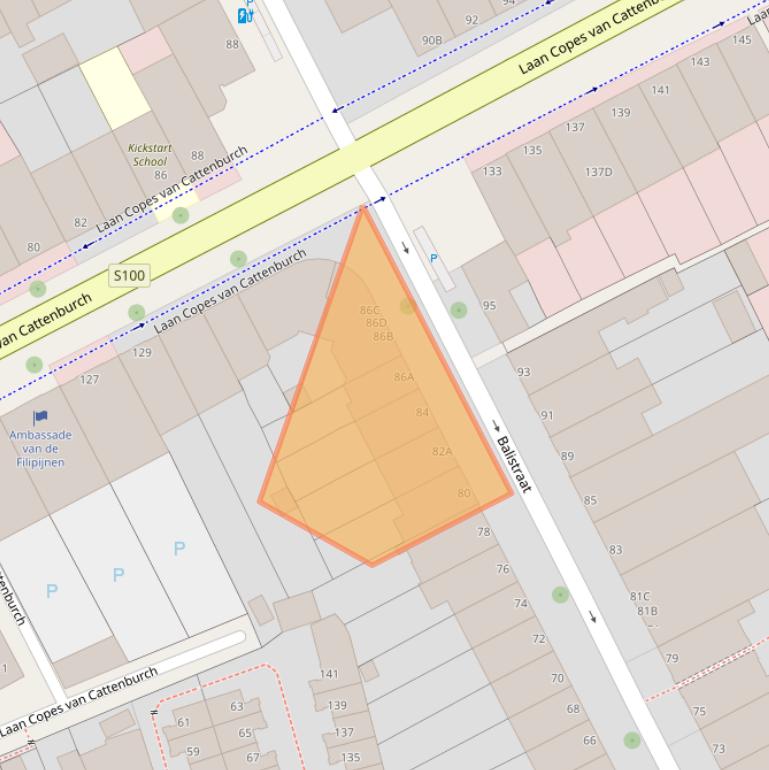 Kaart van postcodegebied 2585XW.