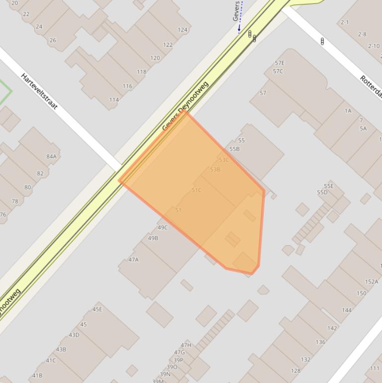 Kaart van postcodegebied 2586BE.