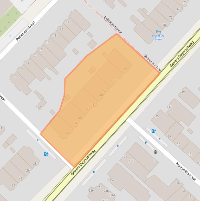 Kaart van postcodegebied 2586BM.