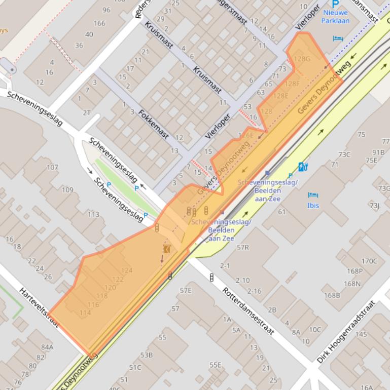 Kaart van postcodegebied 2586BP.