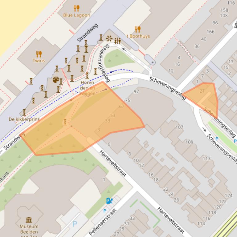 Kaart van postcodegebied 2586CJ.