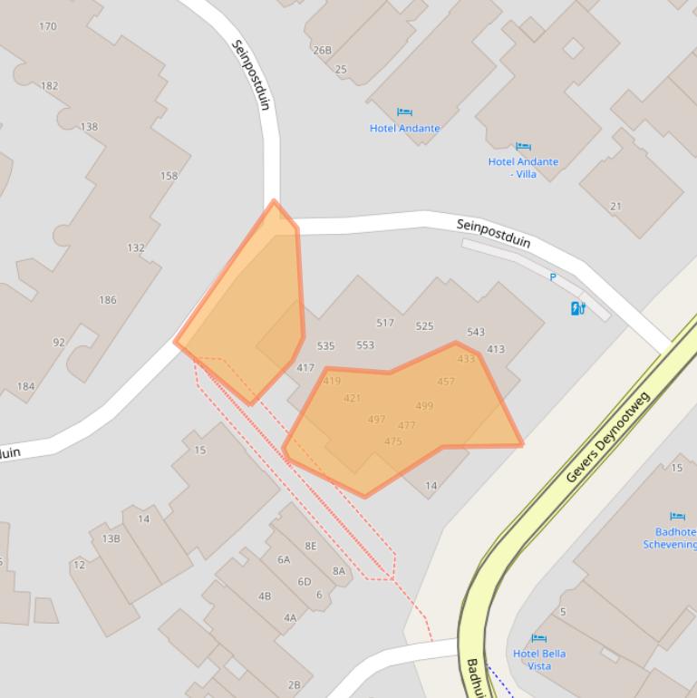 Kaart van postcodegebied 2586ED.