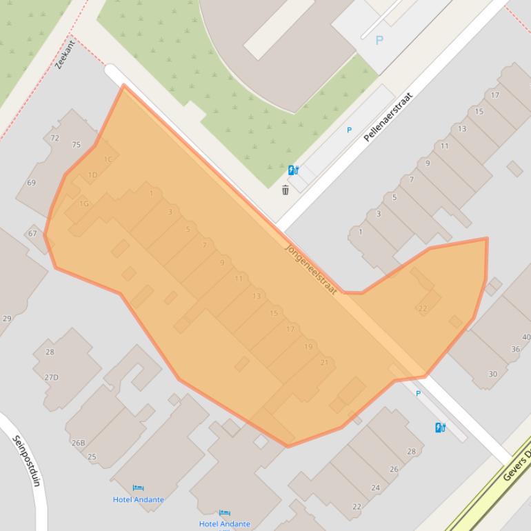 Kaart van postcodegebied 2586EH.