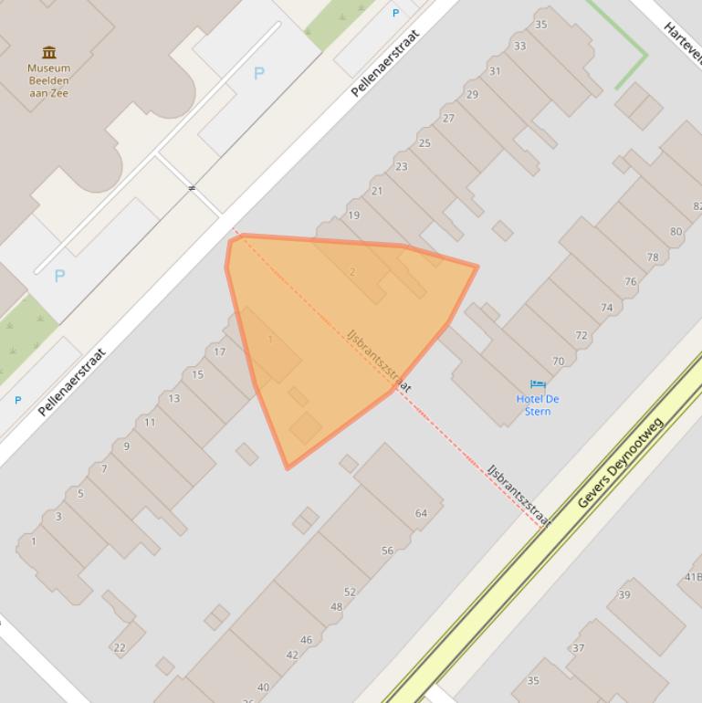 Kaart van postcodegebied 2586EJ.