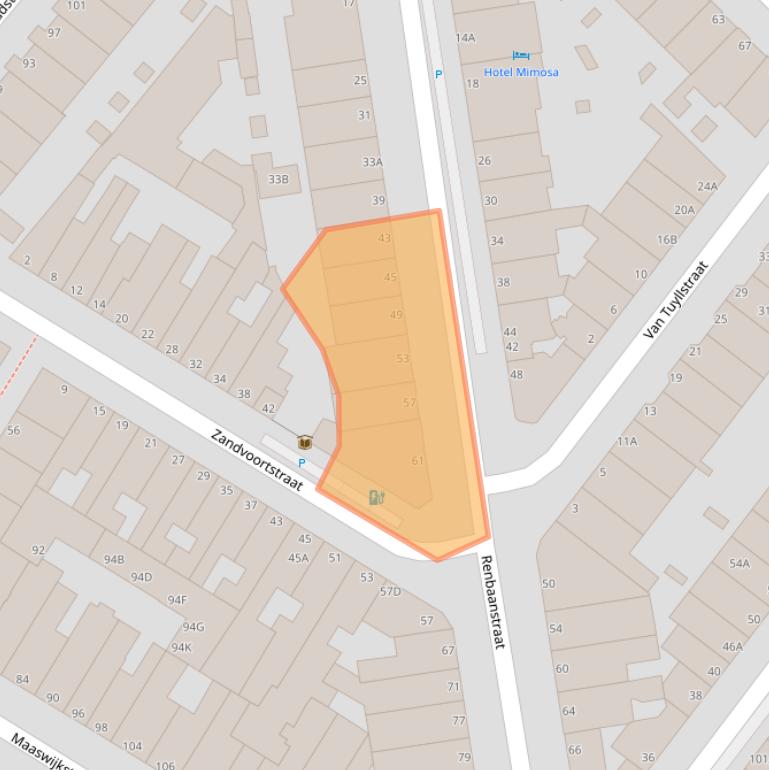 Kaart van postcodegebied 2586EX.