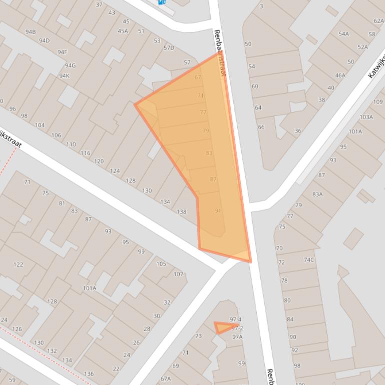 Kaart van postcodegebied 2586EZ.