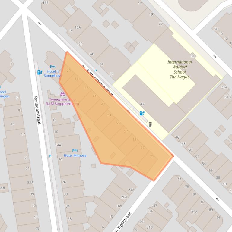 Kaart van postcodegebied 2586GH.