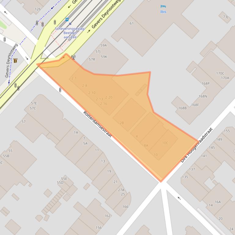 Kaart van postcodegebied 2586GL.