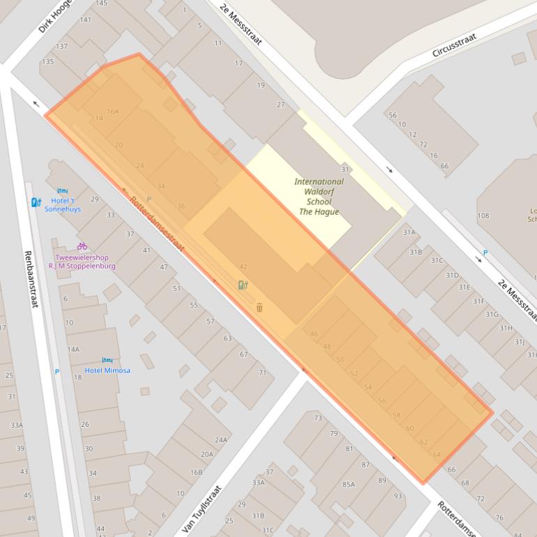 Kaart van postcodegebied 2586GM.