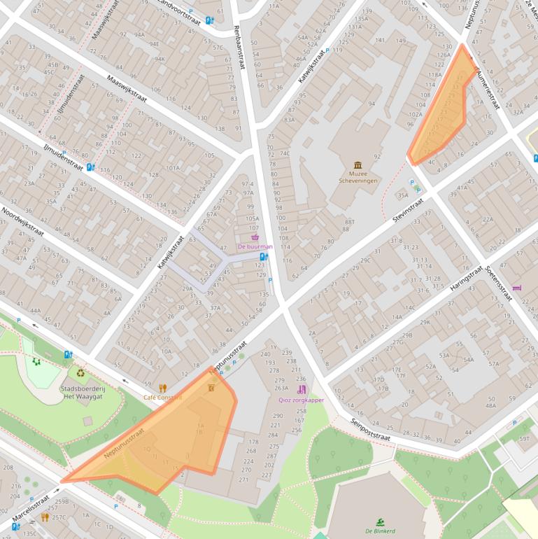 Kaart van postcodegebied 2586GP.