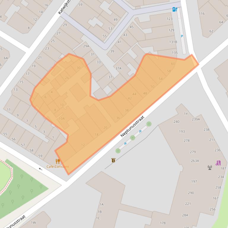 Kaart van postcodegebied 2586GS.