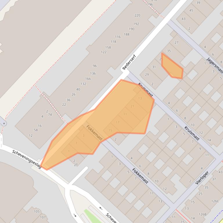 Kaart van postcodegebied 2586KL.