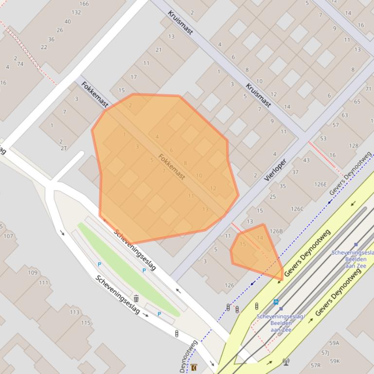 Kaart van postcodegebied 2586KP.