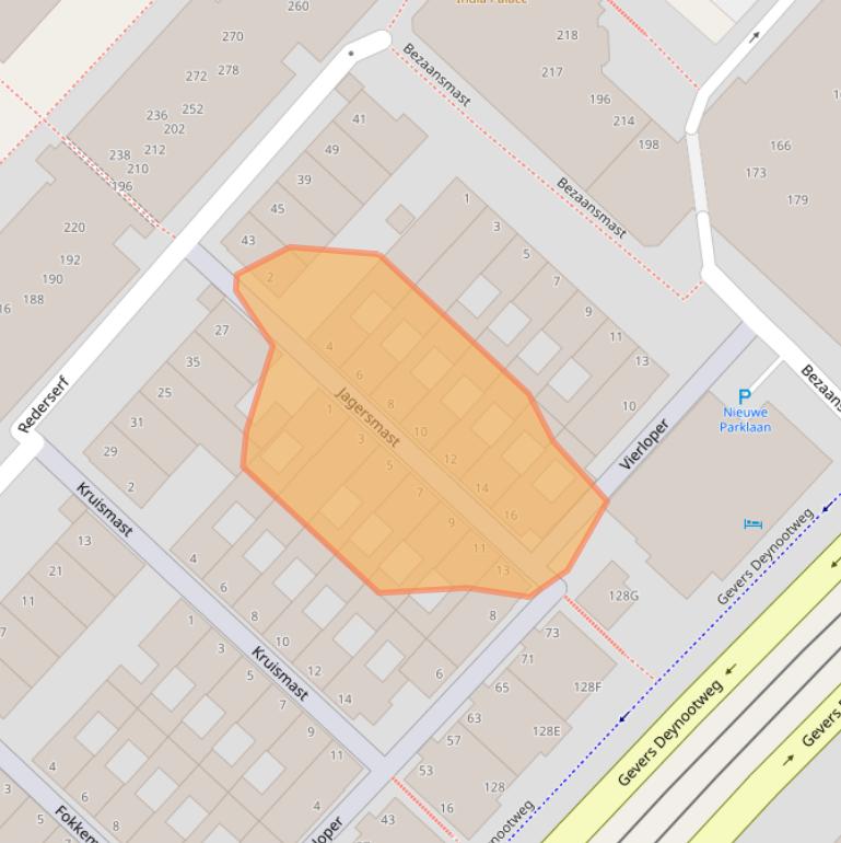 Kaart van postcodegebied 2586KR.