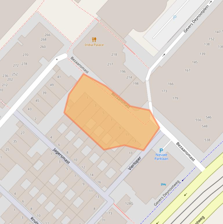 Kaart van postcodegebied 2586KS.