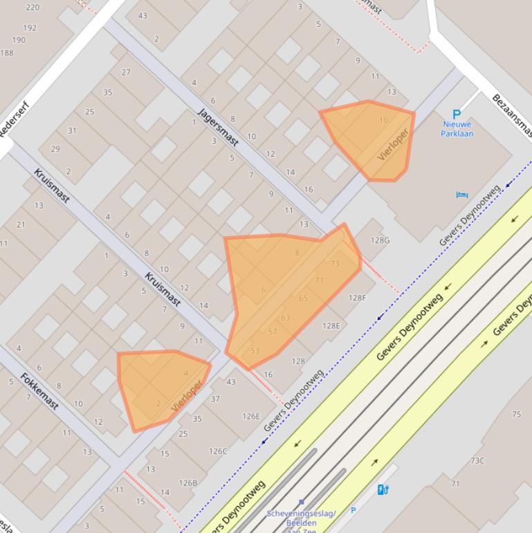 Kaart van postcodegebied 2586KV.