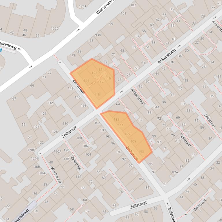 Kaart van postcodegebied 2586RC.