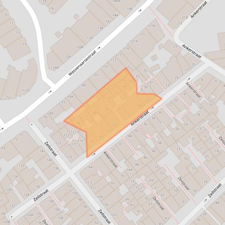 Kaart van postcodegebied 2586RJ.