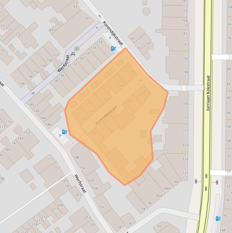 Kaart van postcodegebied 2586RN.