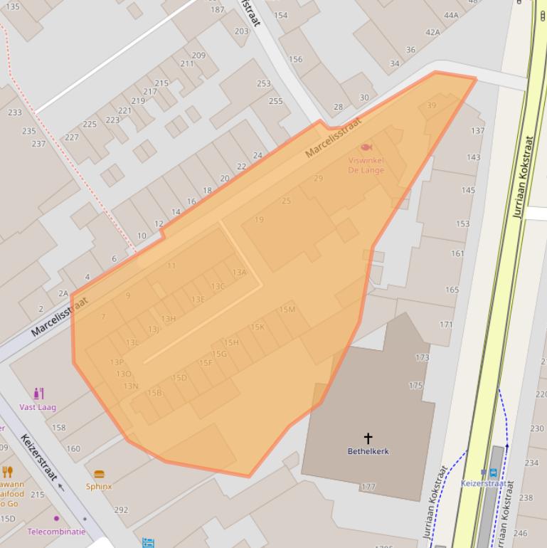 Kaart van postcodegebied 2586RR.