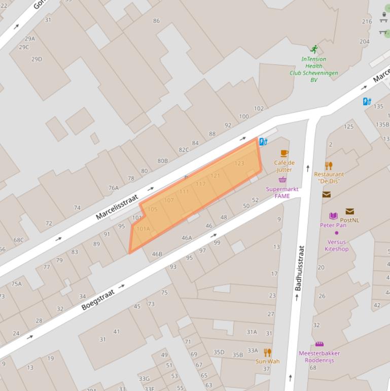 Kaart van postcodegebied 2586RT.