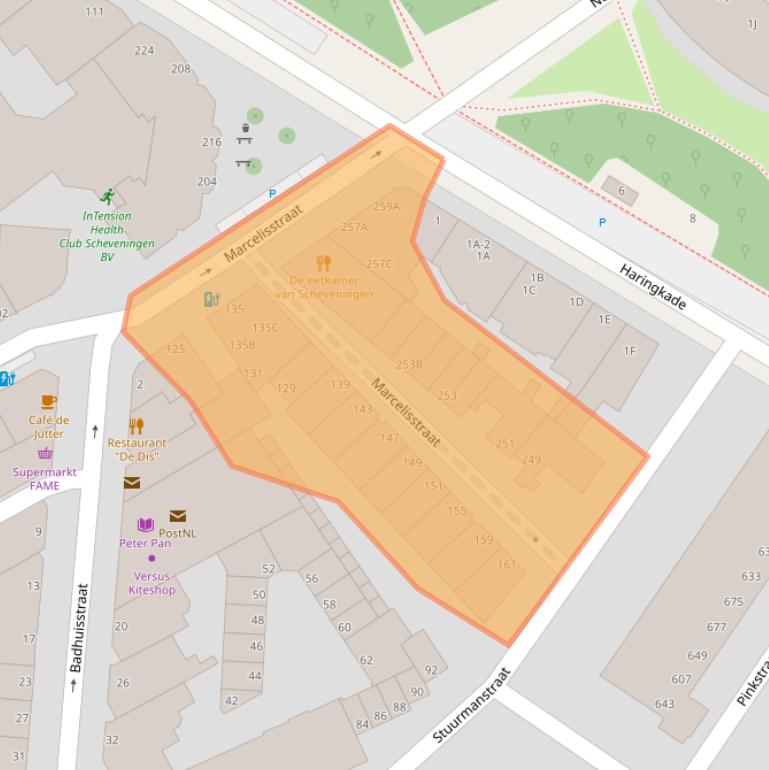 Kaart van postcodegebied 2586RV.