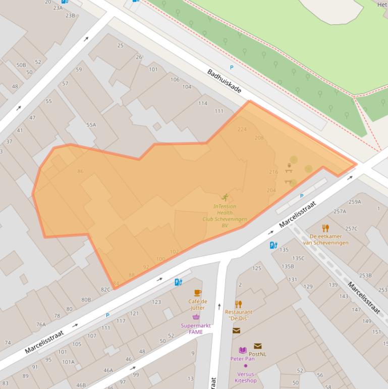 Kaart van postcodegebied 2586RZ.