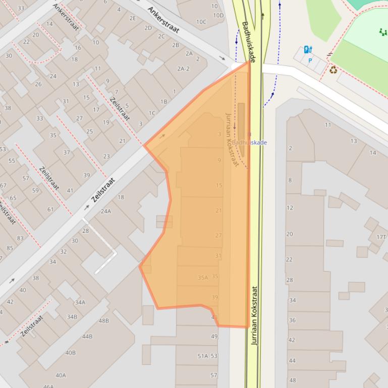 Kaart van postcodegebied 2586SB.