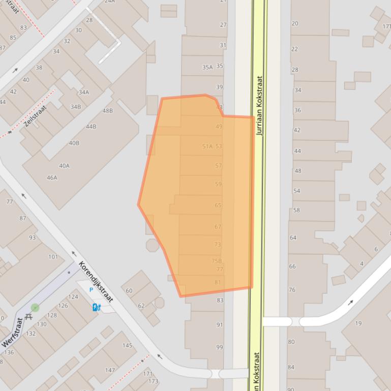 Kaart van postcodegebied 2586SC.